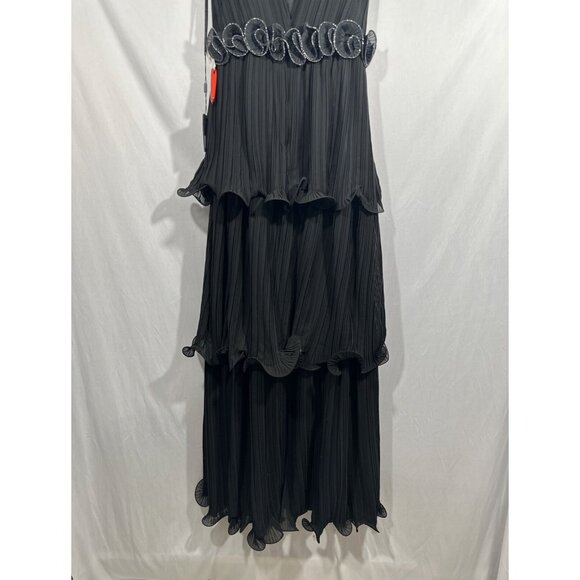 NWT $398 IEENA Mac Duggal [ 4 ] Rosette Ruffle Layered Rosette Dress Gown black‎ - Picture 14 of 14